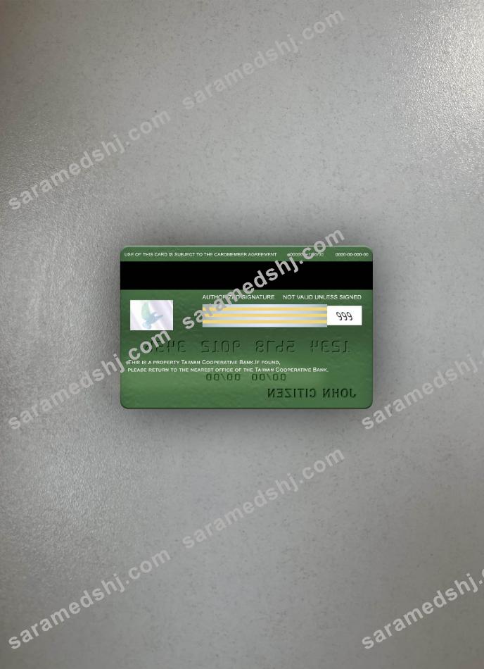 Taiwan Cooperative Bank visa electron card photolook back